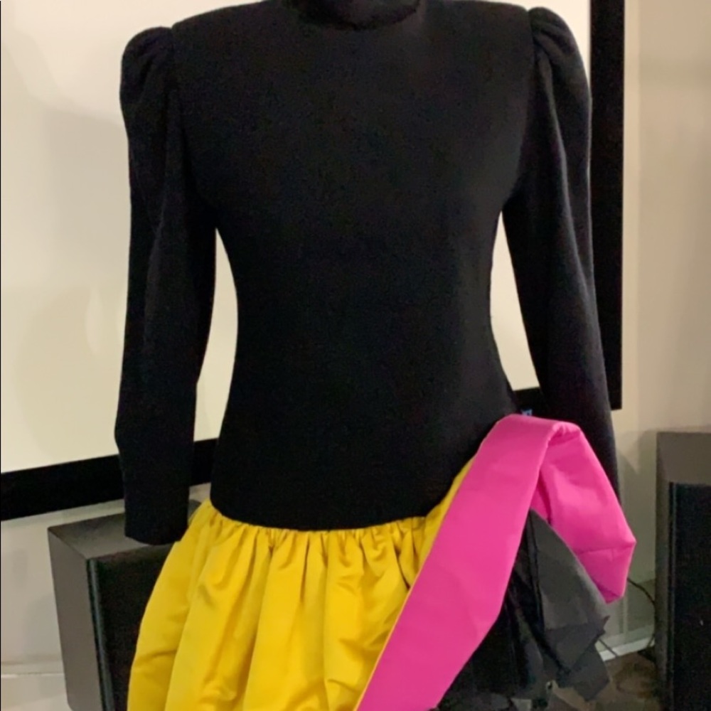Black with yellow and pink Cocktail Dress